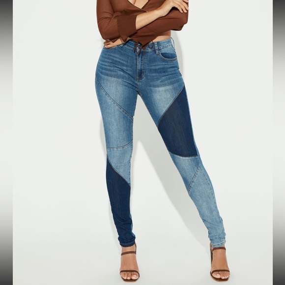 Fashion Nova Denim - Fashion Nova Tall All Fixed Up Patchwork Skinny Jeans